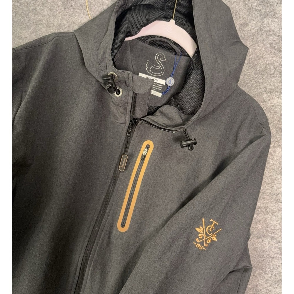 Swannies Jacket Mens Sz M Gray Hooded Full Zip‎ Performance Golf Logo NWOT
